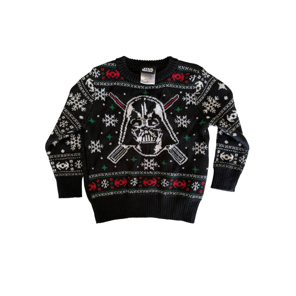 Star Wars Toddler 2T Black Christmas Fair Isle Holiday Sweater